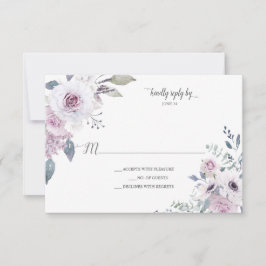 Cartão RSVP Rosas Anêmonas Roxo Lavanda Violeta Aquarela