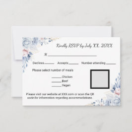 Cartão RSVP Rosas Azuis Elegantes