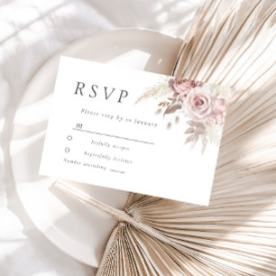 Cartão RSVP Rosas Blush Incríveis Casamento Cor-de-rosa Dusta