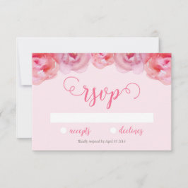Cartão RSVP Rosas bonito de Aquarela Rosa de Casamento Floral
