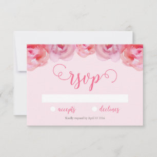 Cartão RSVP Rosas bonito de Aquarela Rosa de Casamento Floral 