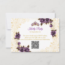 Rosas Borboletas Tiara Dourada Roxa Quinceañera