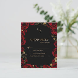 Cartão RSVP Rosas Borgonha Casamento Boho