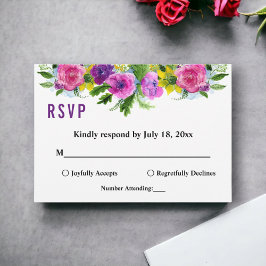 Cartão RSVP Rosas Botânicas Legantes Casamento Floral