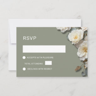 Cartão RSVP Rosas Brancas Flores 3D
