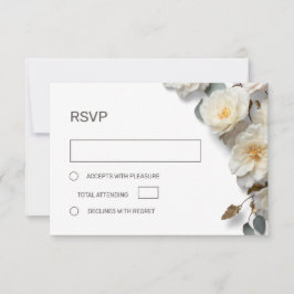 Cartão RSVP Rosas Brancas Flores 3D