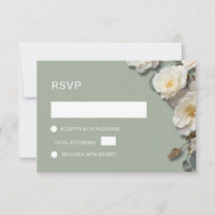 Cartão RSVP Rosas Brancas Flores 3D