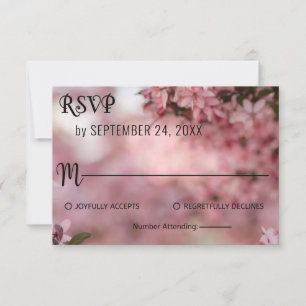 Cartão RSVP rosas cor-de-rosa botânicas desabrochando casament