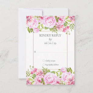 Cartão RSVP Rosas Cor-de-Rosa Casamento Floral