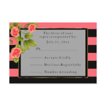 Rosas Coral sobre Listras Coral e Preto