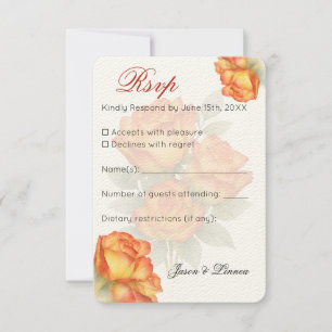 Cartão RSVP Rosas de Aquarela Elegantes Pastel Pétalas