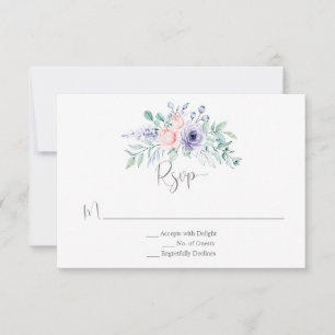 Cartão RSVP Rosas de Aquarela Rosa e Puro