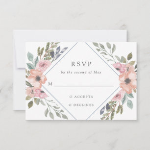 Cartão RSVP Rosas de aquarela sutil   Casamento