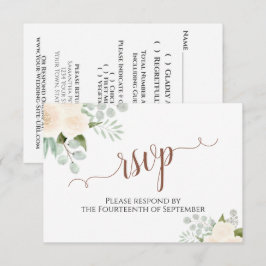 Cartão RSVP Rosas de Champanhe Casamento Elegante Boho