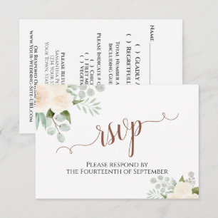 Cartão RSVP Rosas de Champanhe Casamento Elegante Boho