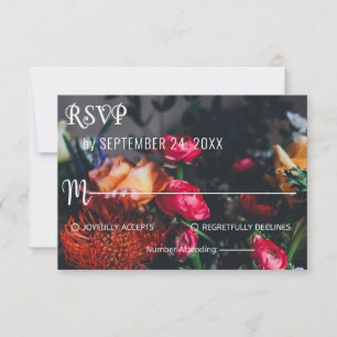 Cartão RSVP Rosas de escova elegantes florescem Casamento Flor