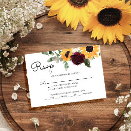 Cartão RSVP Rosas De Girassol Casamento Russo Com Escolha De R