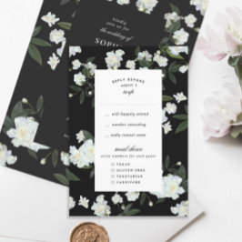 Cartão RSVP Rosas de Subida Preta e Branca