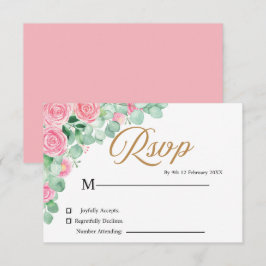 Cartão RSVP Rosas e Eucalyptus Wedding