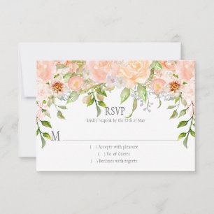 Cartão RSVP Rosas em Aquarela com Folhagem Sobreposição de P