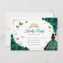 Rosas Esmeralda Elegantes Douradas Quinceanera Res