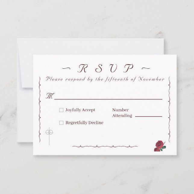 Cartão RSVP Rosas finos católicos (Frente)