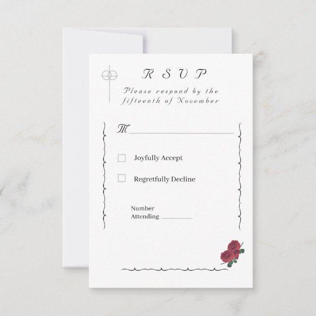 Cartão RSVP Rosas finos católicos (Frente)