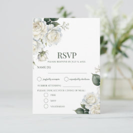 Cartão RSVP Rosas Floral de Sabugueiro Casamento