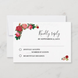 Cartão RSVP Rosas Floral Garland Flower Casamento