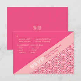 Cartão RSVP Rosas Geométricas Casamento Vermelho