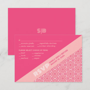 Cartão RSVP Rosas Geométricas Casamento Vermelho
