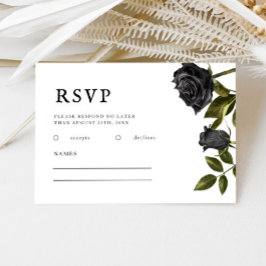 Cartão RSVP Rosas Negras de Casamento Gótico Vintage
