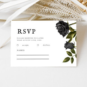 Cartão RSVP Rosas Negras de Casamento Gótico Vintage