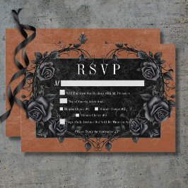 Cartão RSVP Rosas Pretos Góticos Raven e Pretos Janta Ferrugem