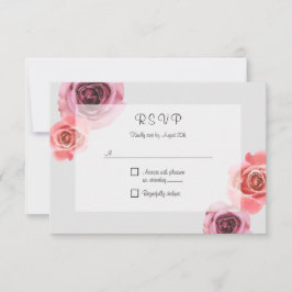 Cartão RSVP Rosas Primavera cor-de-rosa e roxo negros