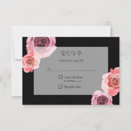Cartão RSVP Rosas Primavera cor-de-rosa e roxo negros