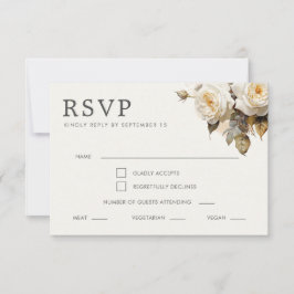 Cartão RSVP Rosas Românticos Vintage Casamento