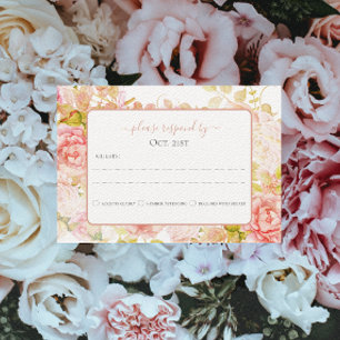 Cartão RSVP Rosas Rosa Flóridas Tradicionais Vintage