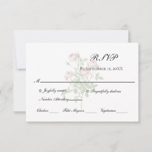Cartão RSVP Rosas Rosas Florais Elegantes Formais Clássicas Ca