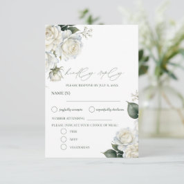 Cartão RSVP Rosas Sage Floral Casamento