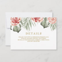 Rosas Tropicais Palma Folha de Casamento Detalhes 