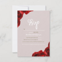 Rosas Vermelhas de Aquarela Bege Moderno Casamento