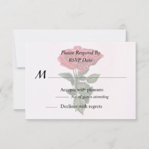Cartão RSVP Rosas Vermelhas e Folhas
