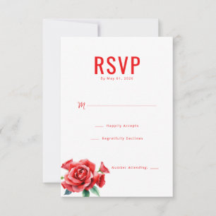 Cartão RSVP Rosas Vermelhas Elegantes