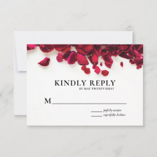 Cartão RSVP Rosas vermelhas elegantes que Wedding