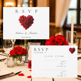 Cartão RSVP Rosas Vermelhas em Forma de Coração Modernas-RSVP-