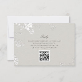 Cartão RSVP Rose Ivory Sonnet Formal Clássico Código QR Casame