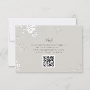 Cartão RSVP Rose Ivory Sonnet Formal Clássico Código QR Casame