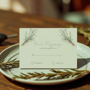 Cartão RSVP Rosemary Sprigs da França com Twine