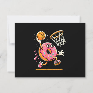 Cartão RSVP Rosquinha Engraçada, Comida de basquetebol, Dunbal